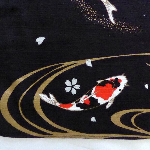 VINTAGE NEW JAPANESE JAPAN 20” KOI FISH CARP FUROSHIKI WRAPPING CLOTH FABRIC - Picture 2 of 8